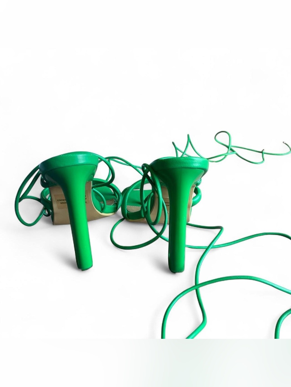 Neon Green Lace-Up Platform Heels – Y2K Strappy Square Toe Heels (US 6) - Picture 6 of 8